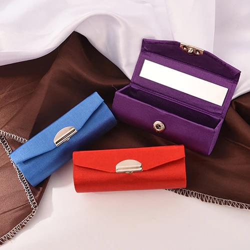 1PCS Random Color Retro Embroidered Holder With Mirror Fashion Embridery Design Lipstick Case Jewelry Packaging Box