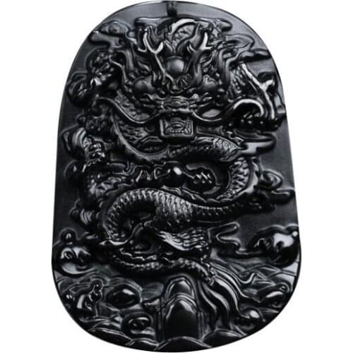 Hot ! DropShipping Natural obsidian dragon pendant necklace for men and women crystal obsidian mascots