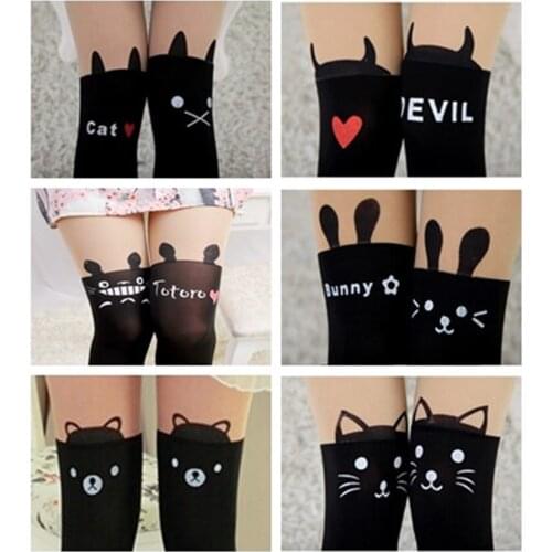 Winter women sexy tights panty knitting in stockings trousers panty-Totem fa-Thin silk printed cat tt013 1pcs
