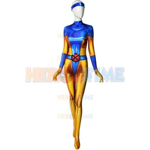 Spandex Printing X-men Phoenix Cosplay Costume Custom Made Female Superhero X-men Phoenix Costume Halloween Zentai Bodysuit