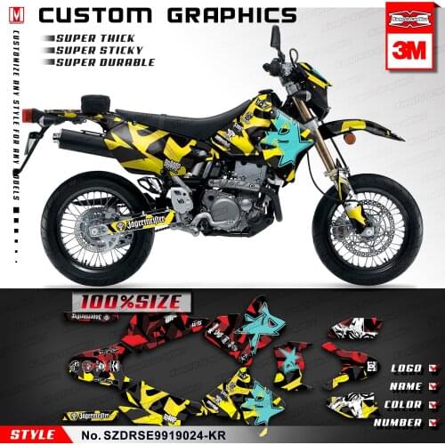 KUNGFU GRAPHICS Motorbike Stickers MX Decals for DRZ400SM DRZ 400 Enduro 1999 to 2019 KLX 400R 2002 2003 2004, Customizable