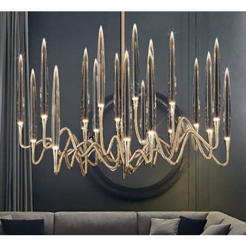 American Candlestick Chandelier Modern Acrylic Round Shape Light Elegant Hanging Light Fixture Living Room kitchen Island