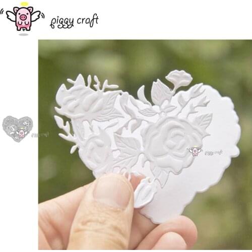 Piggy Craft metal cutting dies cut die mold Heart shaped flowers frame Scrapbook paper craft knife mould blade punch stencils