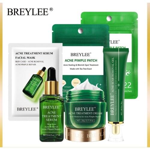 BREYLEE Facial Acne Treatment Set Shrink Pore Oil Control Remove Pimple Deep Cleaning Skin Pore Whitening Gentle Skincare Serum