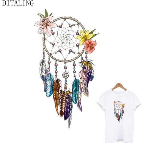 Patches Dreamcatcher Feather Flower On Clothes DIY T-Shirt Washable Iron On Transfers For Clothing Fashion Decoration Appliqued