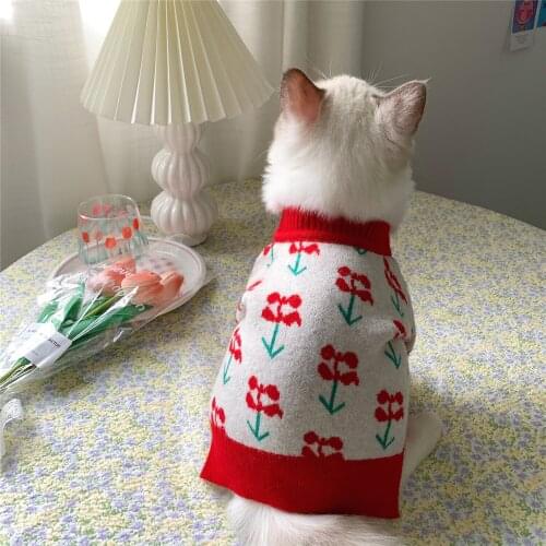 New Year Autumn Winter Sweater Warm Dog and Cat Clothes Kitten and Puppy Clothes with Bow Tie Cute Pet Costume