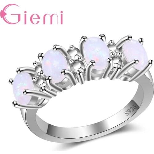 New Finding 925 Sterling Silver Finger Rings Micro Inlaid Beautiful Fire Opal Coloful Stone Shiny AAA+ Jewelry for Women