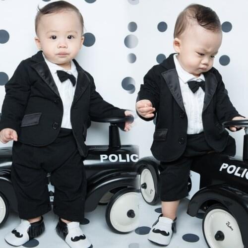 Winter New Boy Clip Cotton Khat Boy English Wind Long-sleeved Gentleman Dress Jacket Set 2 Pieces Set (ha-coat and Coat)