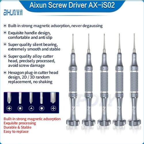 JCID AIXUN 2D AX-iS02 Screwdriver High Hardness Anti Rust Cross Triangle Hexagon Pentagon Middle Board Type Phone Repair
