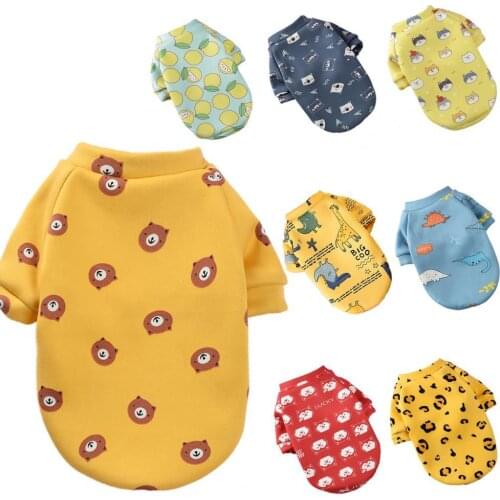 Pet Sweatershirt Cartoon Printing Round Neck Cotton Dog Two-legged Pullover Costume for Daily Life Pet Cat Pullover Sweatershirt