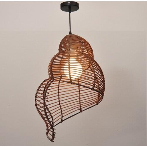 Rattan Pendant Light E27 E26 Hand Woven Bamboo Hanging Lamps Creative Luminaire Home Pendant Lamp Restaurant Lights