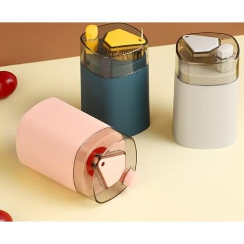 Simple Toothpick Box Creative Press Automatic Pick Out Toothpick Holder Portable Toothpick Dust Storage and Finishing Box