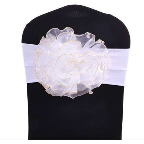 50 PCS Big Flower White Flower Chair Sash Luxury Chair Sash Flower Chair decoration FREE SHIPPING Marious