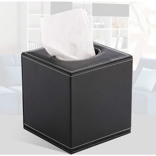 Roll paper box desktop living room household tissue box Square leather roll paper tube Creative paper box