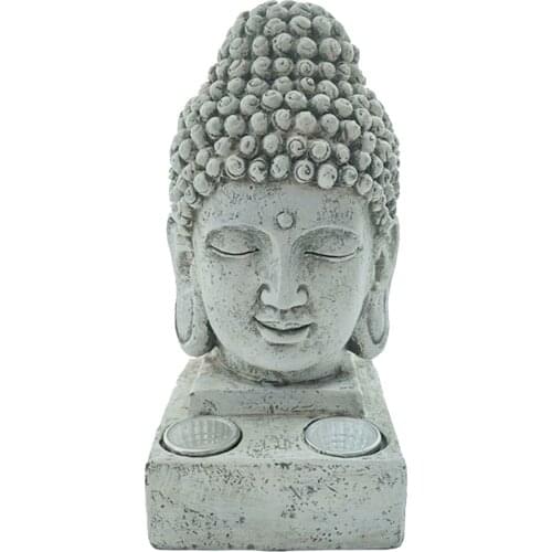 Middle Sitting Buddha Solar Effect Home /Office Ornament Handmade Design Resin Head Figurine Sculpture Statue Office Desktop
