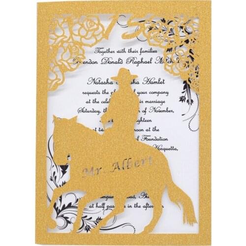 Unique design birthday invitation card laser cut cowboy wedding card invitations for party