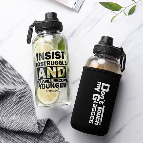 High Capacity Korean Cup Straw Creative Transparent Cup Portable Personality Simple Botella Agua Korean Water Cup 1000ML EA60SH