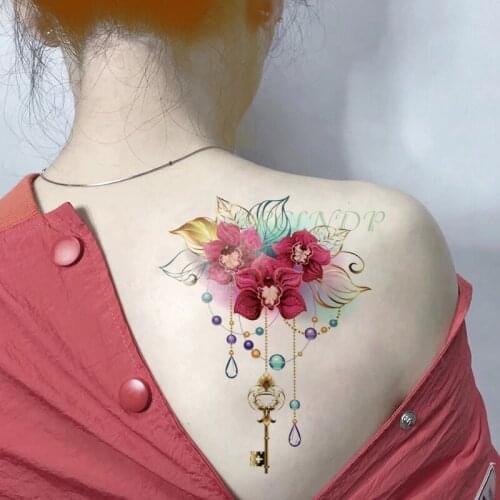 Waterproof Temporary Tattoo Sticker gold leaf flower diamond necklace cross tattoos fake tatto flash tatoo for girl women men