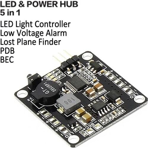 High-quality Systems LED & POWER HUB 5 in 1 Low Voltage Alarm Lost Plane Finder LED Light Controller BEC 5V/12V PDB ZMR kit