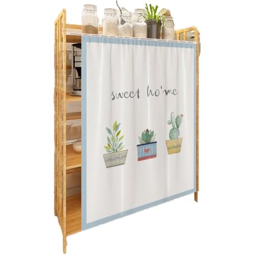 Cabinet Shade Curtain Kitchen Shelf Self-Adhesive Decorative Door Curtain Shelf Dustproof Partition Velcro Curtain