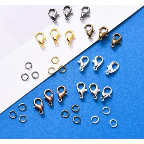 Assorted Alloy Lobster Claw Clasps with 840CS Jump Rings Set for Chain Necklace Bracelet Jewelry Making DIY Findings Crafts