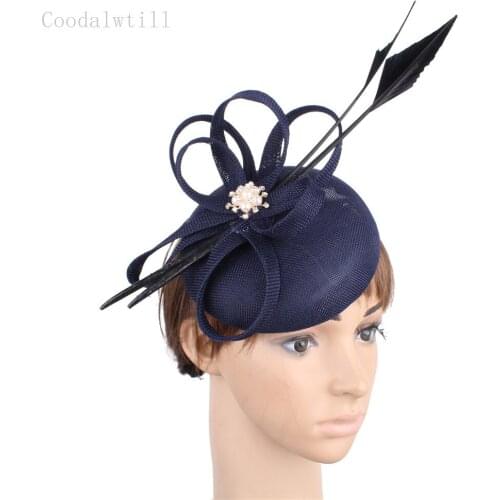 Vintage Women Event Fascinator Hat Handmade Hoops Headpiece Formal Dress Ladies Millinery Cap Hair Pins Bride Wedding Headwear