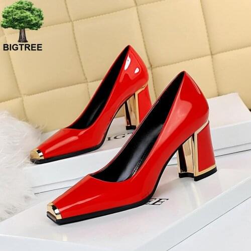 BIGTREE Pumps Red Fashion Square Head High Heels Women Shoes 2020 Spring And Autumn Classics Black Banquet For Party Female Shoe