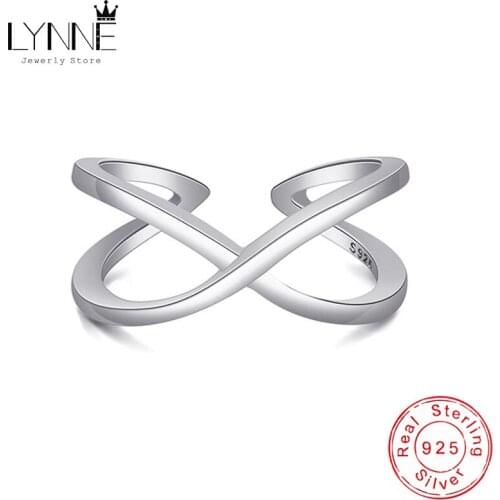 New Fashion Delicate Double Layer Twist X Shape Ring 925 Sterling Silver Simple Cross Resizable Rings Women&Girl Jewelry Gift