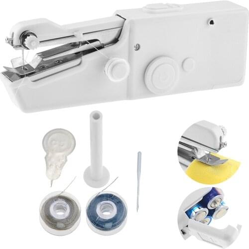 1pc Portable Household Mini Hand Sewing Machine Quick Stitch Sew Needlework Cordless Clothes Fabrics Electronic Sewing Machine