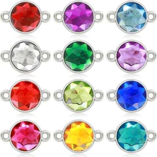 10pcs 19.5mm Birthstone DIY Birthday Stones 12 Months Alloy Size Charms Pendants