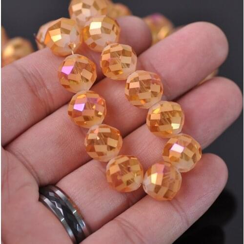 12mm Round Twist Faceted Matte Crystal Glass Loose Beads Craft Jewelry