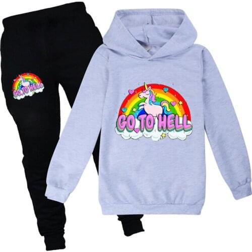 Fashion Autumn Clothes for Kids Unicorn Cartoon Children Girls Clothing Sets Boy Hoodies+Pants 2PCS Kid 8 To 12