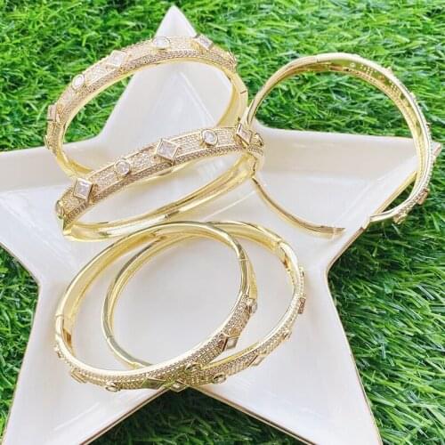 3Pcs New design zircon Gold color bangles Crystal style stone bangle fashion jewelry for women Women bangle51682