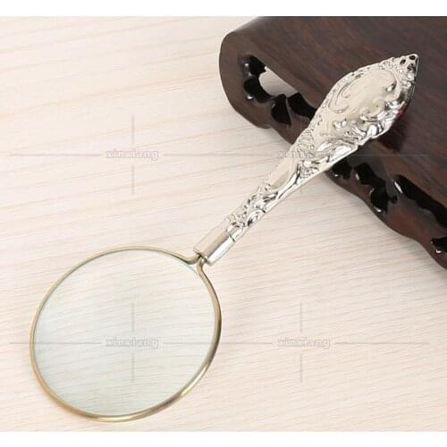 5 Times Sliver Handle Child Educational Metal Insects Viewer Toys Magnifying Glass Pocket 5X Magnifier Gift Loupe Reading Glass