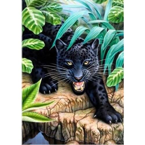 Kexinzu 5D DIY Diamond Embroidery Full Display "Animal Black panther" Diamond Painting Square/Round Rhinestones Home Decor Art-3
