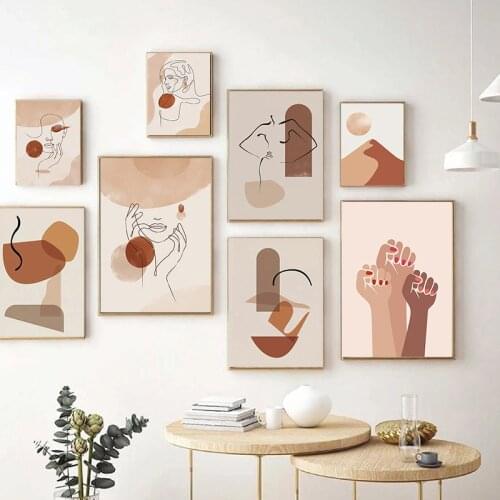 Abstract Boho Canvas Poster Print Line Drawing Woman Wall Art Painting Modern Vintage Pictures For Living Room Home Decoration