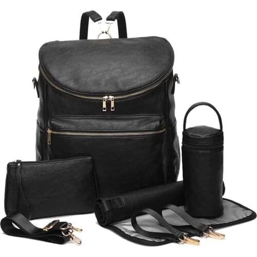PU Leather Large Baby Diaper Bag Backpack,Travel Back Pack, Maternity Nappy Bag Changing Bags