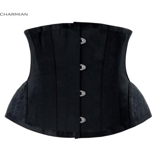 Charmian Womens Vintage Gothic Underbust Corset Retro Corsets and Bustiers Waist Cincher Body Shaper Slimming Corselet Top