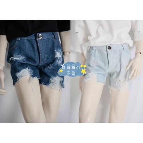 BJD Doll Jean Shorts Fashion joker Frayed Ripped Jean Hot Pants 2 color 1/4&1/3& Uncle size doll accessories