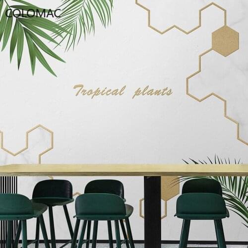 Colomac Custom Nordic Fresh Plant Marble Wallpaper Bedroom Banana Leaf Wall Cloth Wall Decorations Living Room Drop Shopping
