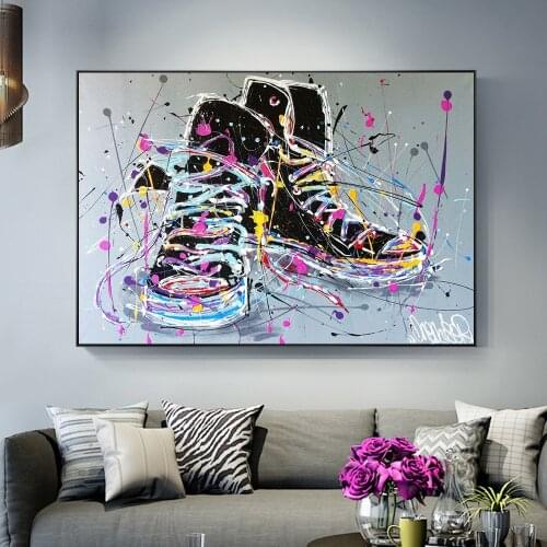 Graffiti Art Color Shoes Pop Art Canvas Painting Cuadros Posters Print Wall Art for Living Room Home Decor (No Frame)