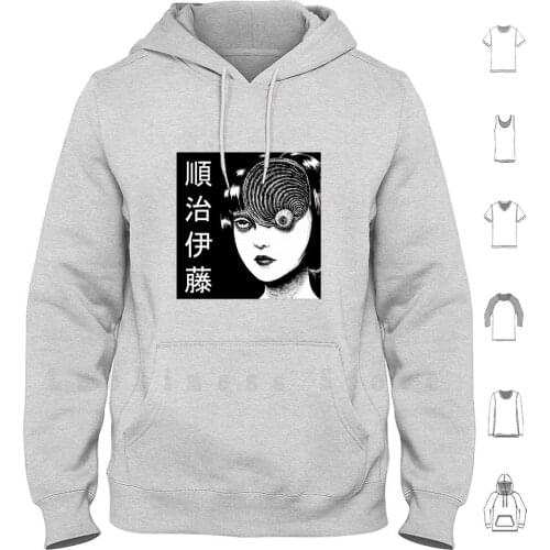 Junji Ito ( Black And White ) - Sad Japanese Anime Aesthetic hoodies long sleeve Anime Nyan Manga Sword Art Online