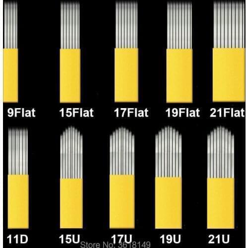 500pcs Double Row 9/15/17/19/21 Pin Microblading Needle Mixing Tattoo Needles U Blade Eyebrow Lip Permanent Makeup Lamina Tebori