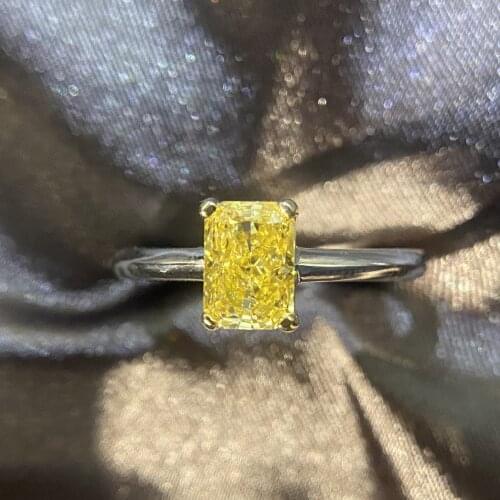 Exquisite 100% 925 Radiant Cut 5*7MM Yellow Sapphire Ring For Women Wedding Party Fine Jewelry Wholesale