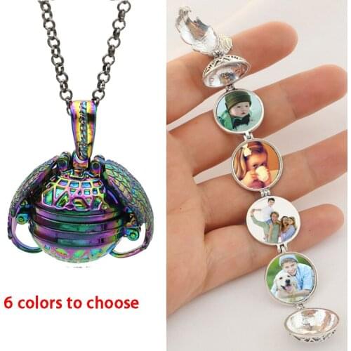 JAKONGO Magic Photo Pendant Memory Floating Locket Necklace Plated Angel Wings Flash Box Fashion Album Box Necklaces for Women