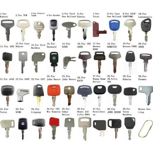 39 Construction Heavy Equipment Key for Kubota,TCM,For Hyundai,New Holland,Ford,Wacker,Massey Ferguson