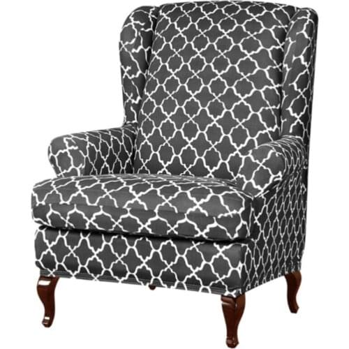 Wing Back Slipcover Stretch Wingback Armchair Chair Printed Polyester Cover Waterproof Protector Wing Chair Elastic Spandex