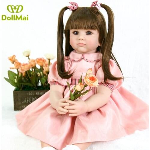 24"/60 cm high quality Silicone Reborn Baby dolls real bebe reborn Toddler Princess Girl baby Doll Toys gift