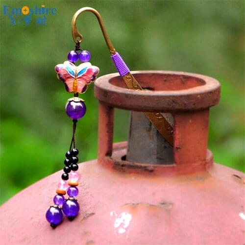 Top Brand Bookmarks Wholesale Original Design Ancient Rhyme Creative Gift Cloisonne Butterfly Bookmark Hairpin Bookmarks M168