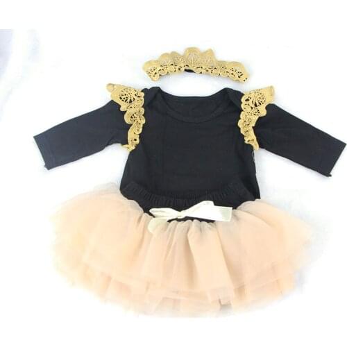 Fashion 55-57 cm Baby Clothes Baby Girls Dress For New Summer Suit For 22-23 Inch Reborn Dolls Black Princess Clothings